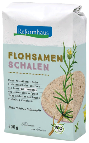 Bio-Flohsamenschalen im Reformhaus, 400g-Packung