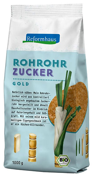 Bio-Rohrohrzucker unraffiniert von Reformhaus (Eigenmarke)